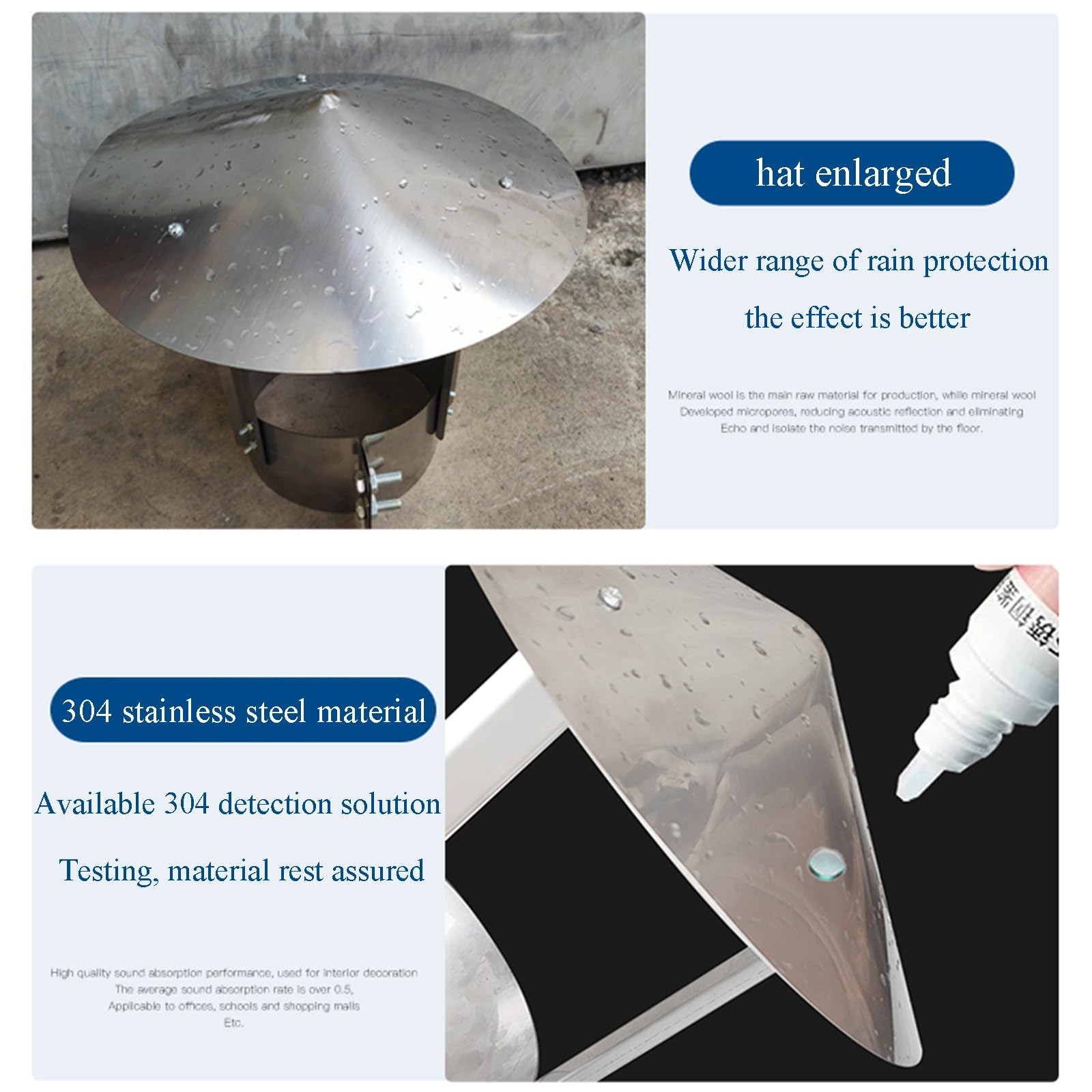 Tapas para Chimenea, Tapa cónica galvanizada para Chimenea - Tapa de Acero Inoxidable para Chimenea, Cubierta de conducto y protección de ventilación, 25 cm de diámetro x