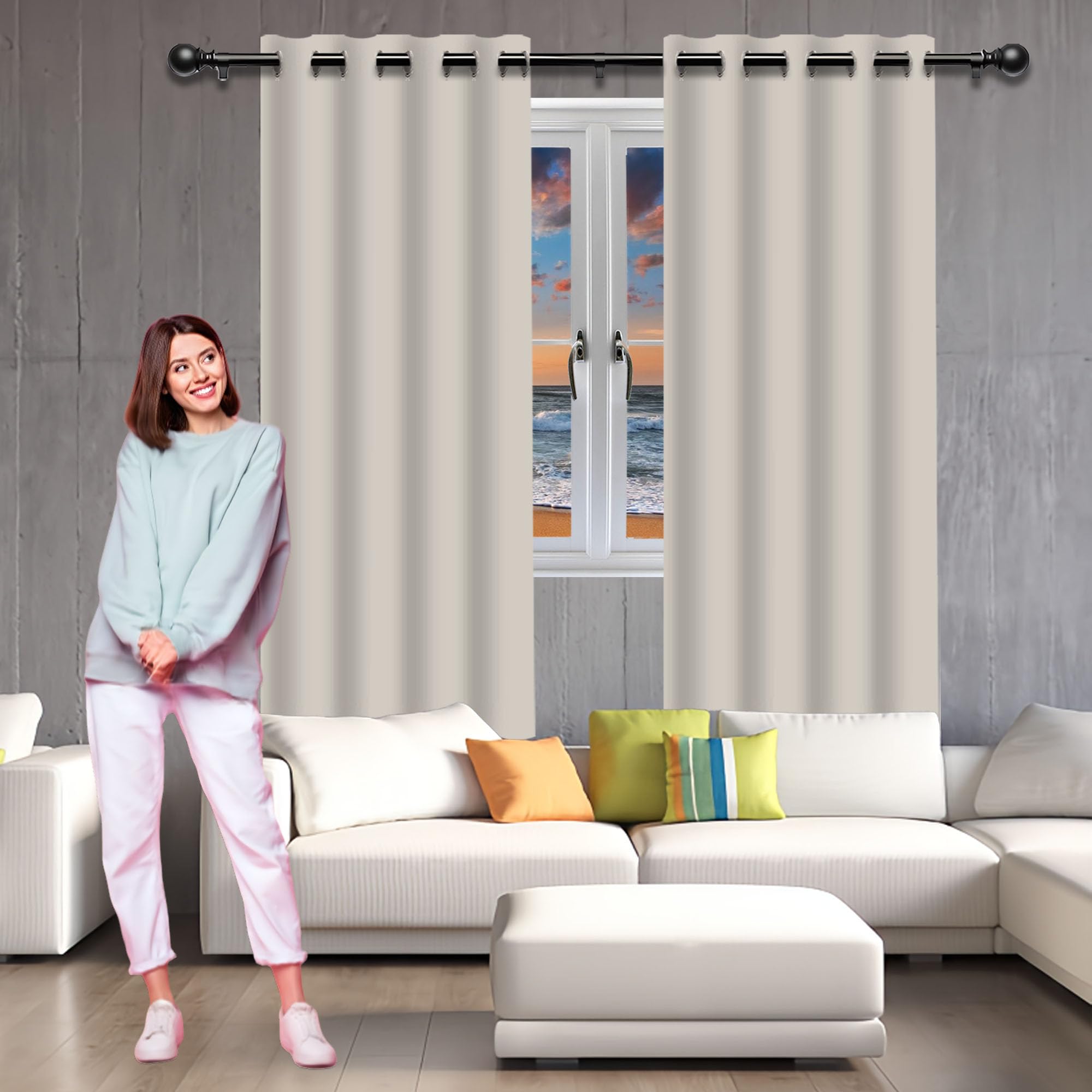Rideaux à œillets lavables pour salon au motif moderne Slish 180cm