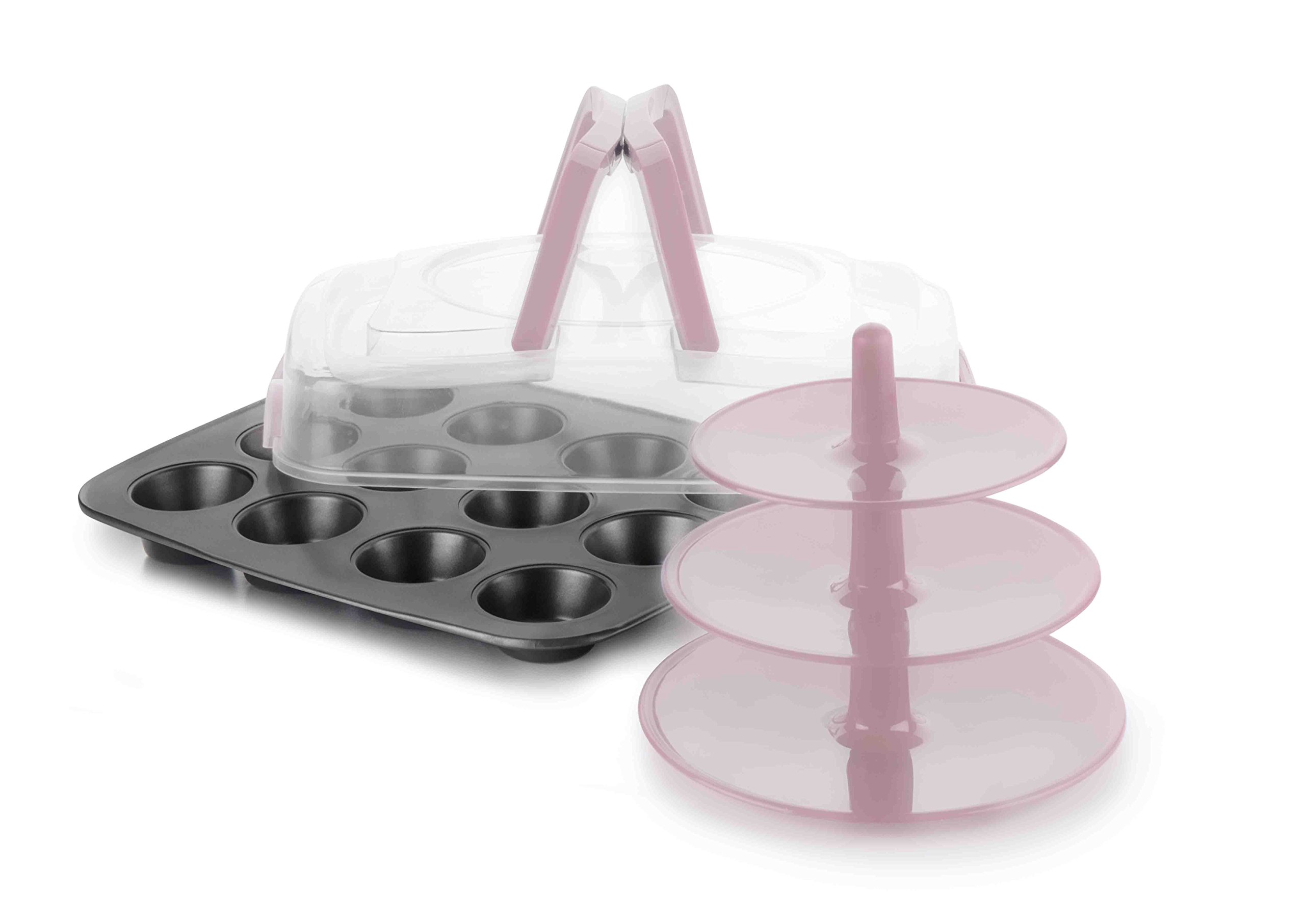 IBILI 828000 - Molde para muffins, 12 cavidades, con tapa y soporte