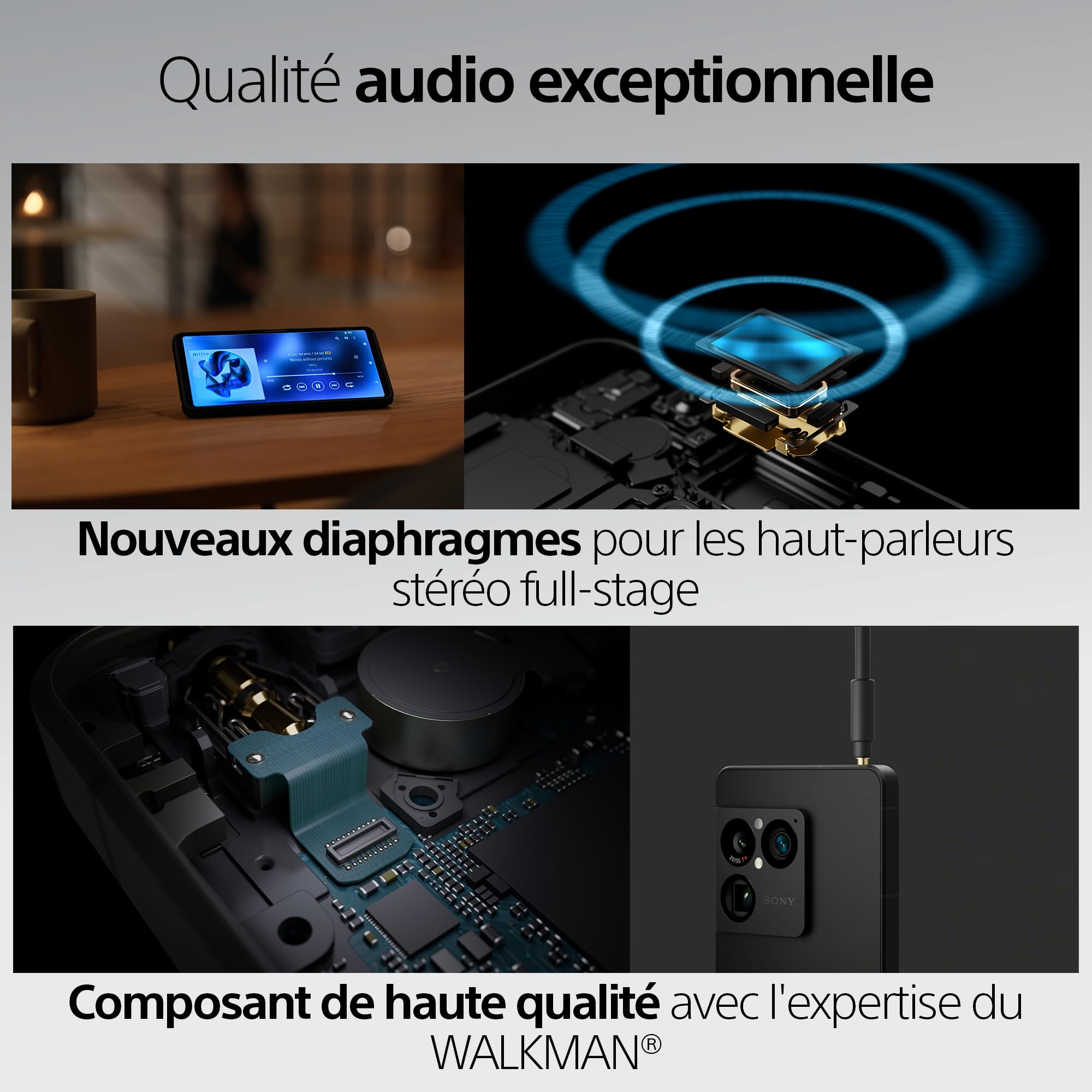 Sony Xperia 1 VIII - 6,5" 19,5:9 FHD+ HDR OLED 120Hz, Triple Objectif avec Nouveau téléobjectif, Xperia AI, Batterie 2 Jours, Audio 3,5 mm, Double SIM, Argent