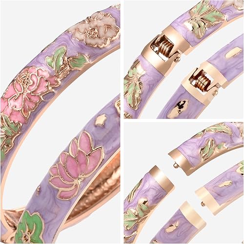Miniatura 6 de UJOY Pulseras de brazaletes preciosa flor esmaltada Cloisonne chapado en oro indio conjuntos de joyas para regalo de mujer