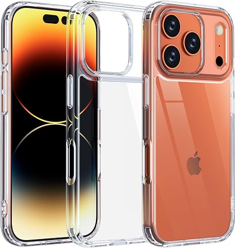 ONES for iPhone 18 Pro Max / 17 Pro Max Slim Case Clear, [PC + TPU Hybrid][Military-Grade Drop Protection][Anti-Yellowing][ Anti-Slip ], Shockproof Silicone Hard Cover. Transparent Case