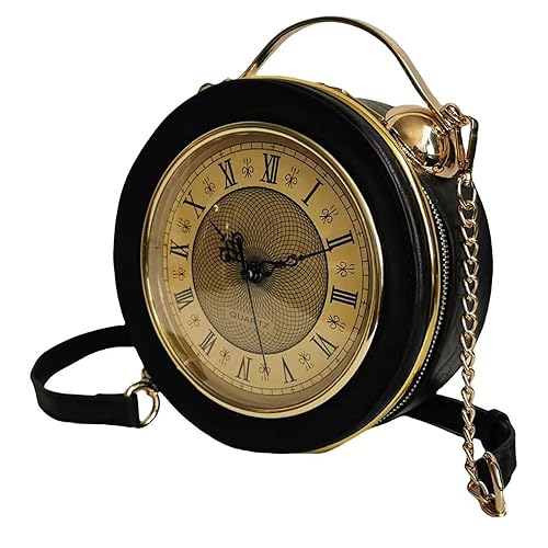 Women PVC Clock Shaped Handbag Crossbody Shoulder Bag Clock Purse