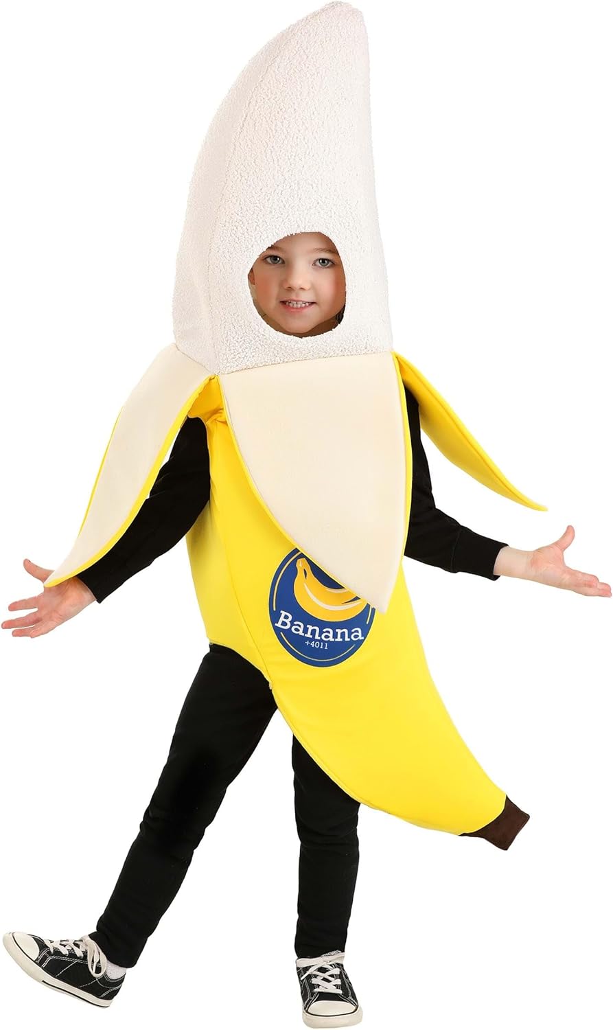 Toddler Banana Halloween Costume, Humorous Outfit For Kids With Peeled Design, Tropical Fruit Jumpsuit