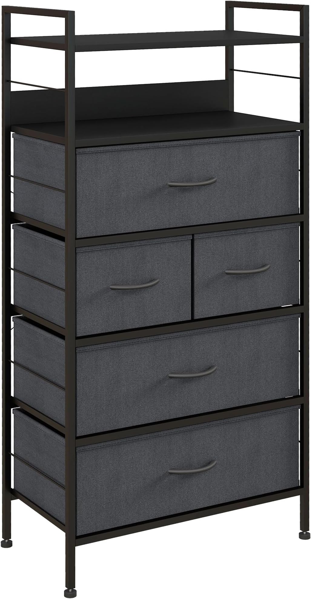 Costway – Commode haute 111 cm avec 3 tiroirs – Étagère ouverte 2 niveaux – Dispositif anti-basculement – Meuble de rangement pour chambre enfant