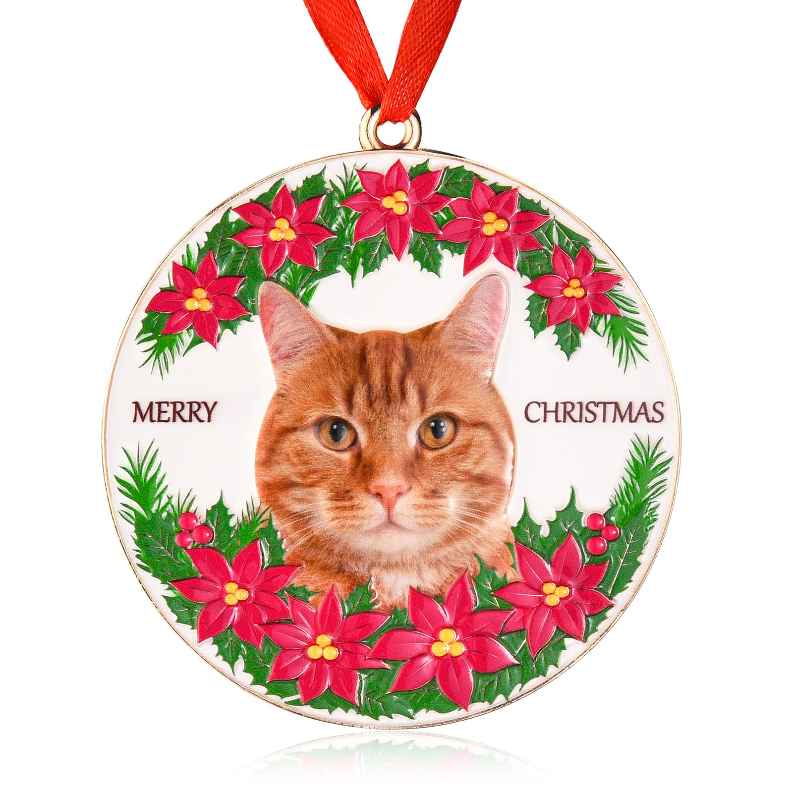 Décoration de Noël chat orange 3D en métal suspendu pour sapin VIVIKEN