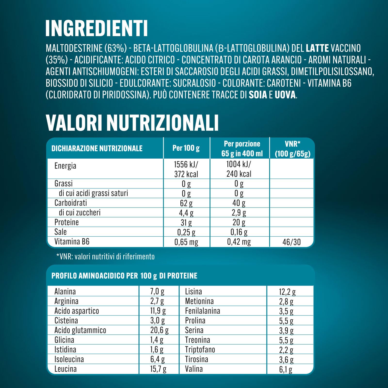 Enervit Pure-Pro Post Workout in Polvere di Maltodestrine Gusto Arancia, con Vitamina B6, Beta-Lattoglobulina del Latte e Aminoacidi Essenziali, 20g di Proteine, Senza Grassi, Buste 65g