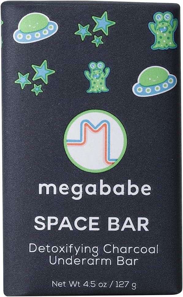 Megababe Underarm Bar Soap - Space Bar | With Detoxifying Charcoal for Odor Control | 4.5 oz