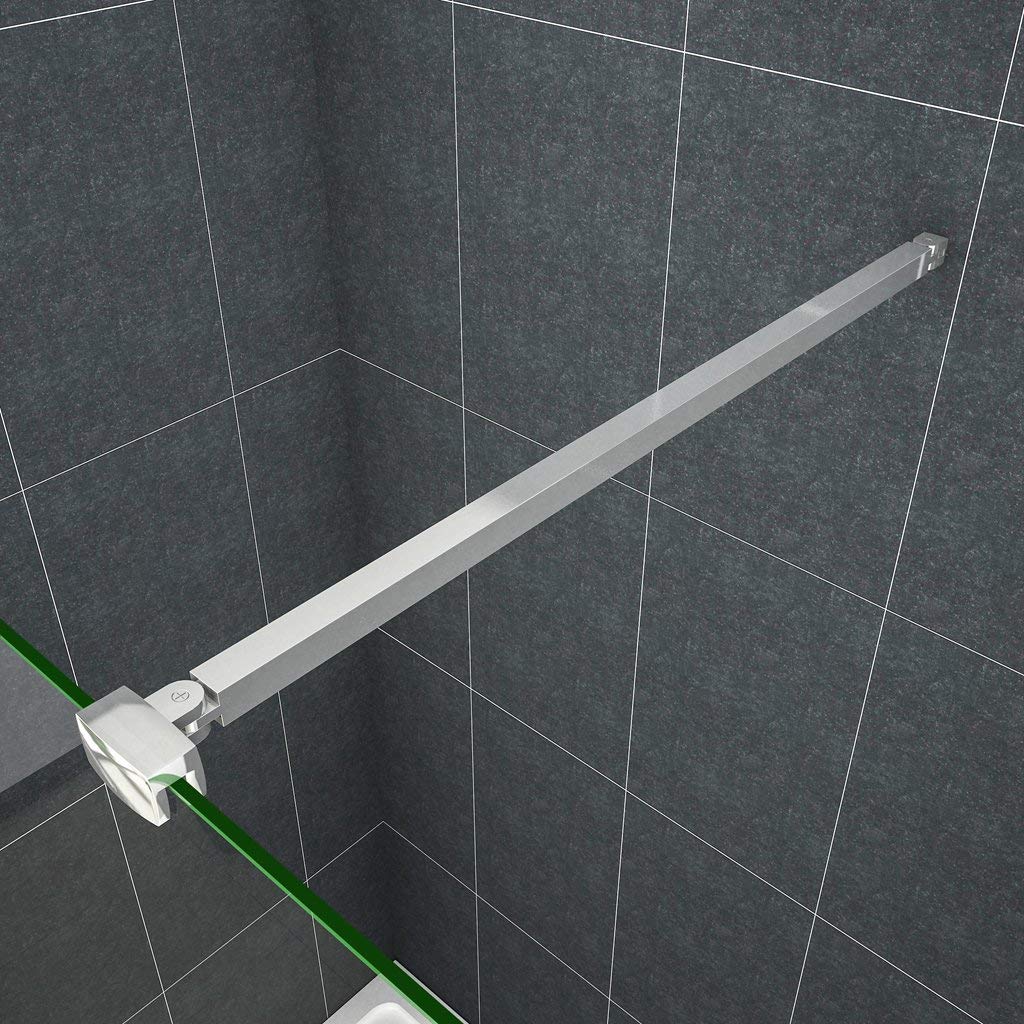 Barra Stabilizzatrice Cromo Lucido da 90 cm Sezione Quadrata con Due Teste Girevoli per Box Doccia Walk in Parete Fissa Vetro Da 6-10 mm