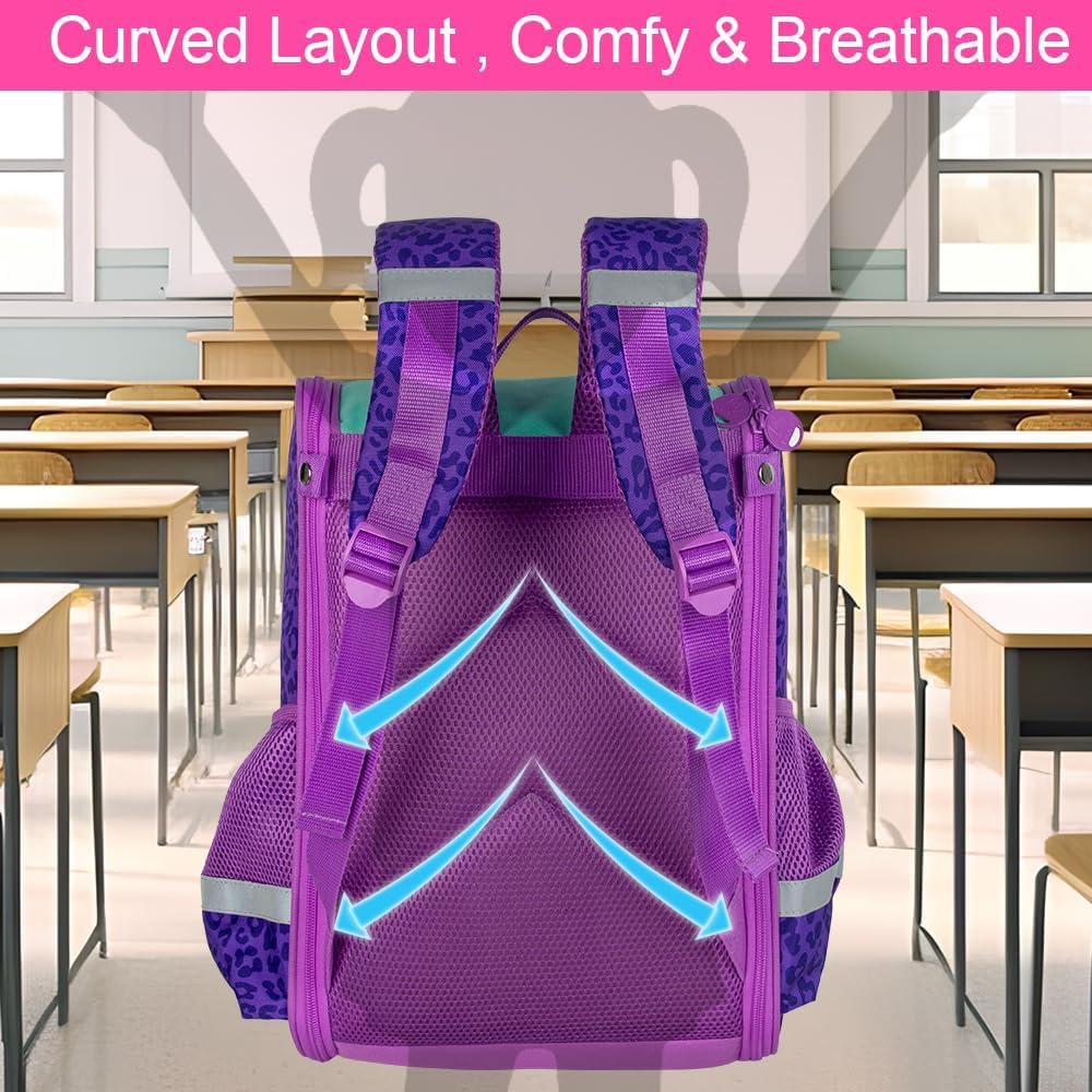 UFNDC 3PCS Kids Backpack for Girls, 15" Sequin Bookbag with Lunch Box, Leopard School Bag Set for Elementary Preschool Toddler - Image 4