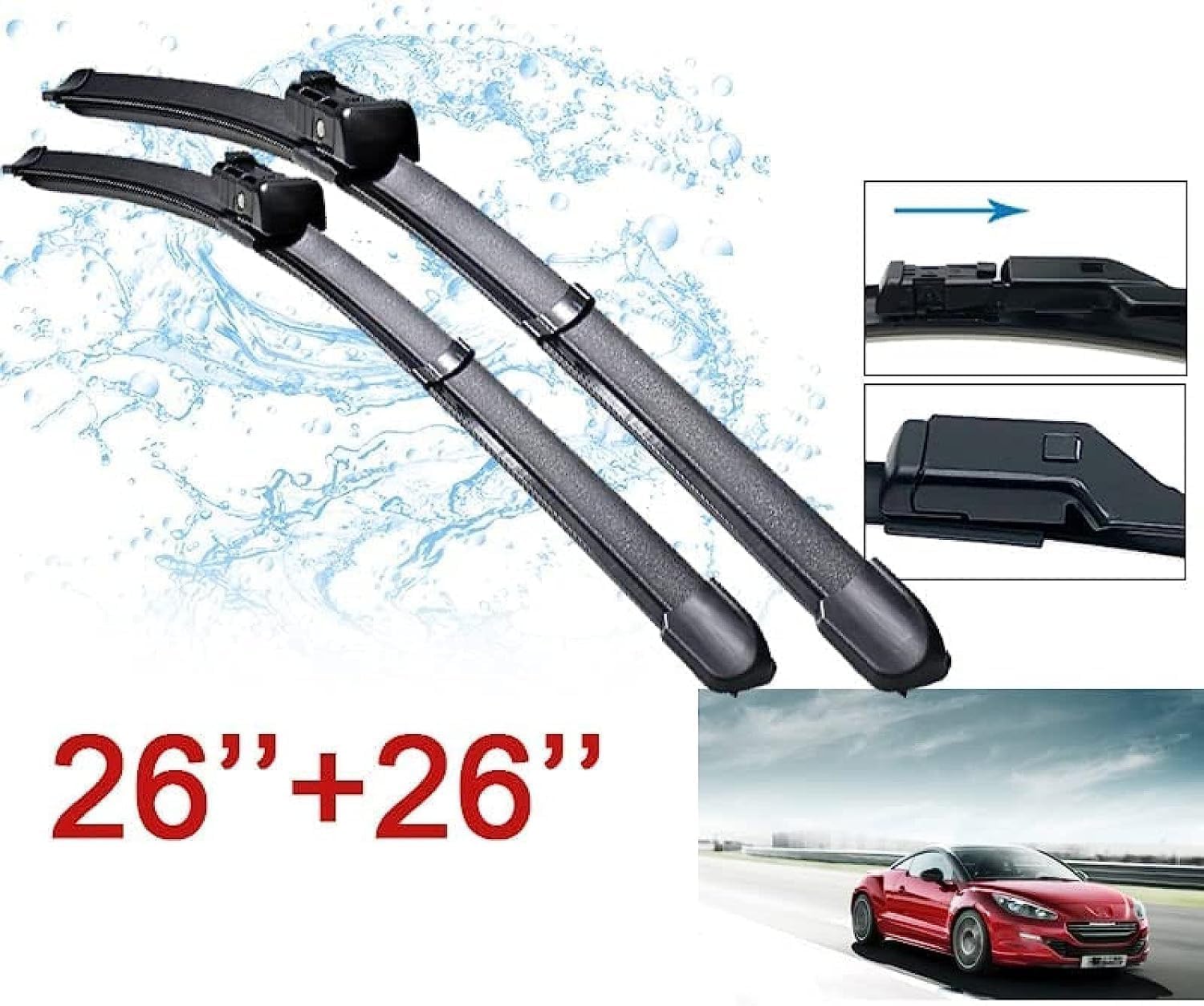 Oryginalny zestaw gumowa szyba wycieraczki do Peugeot RCZ 2009 2010 2011 2012 2013 2014 2015 2016 26" 26 cali + 26", wycieraczka do samochodu