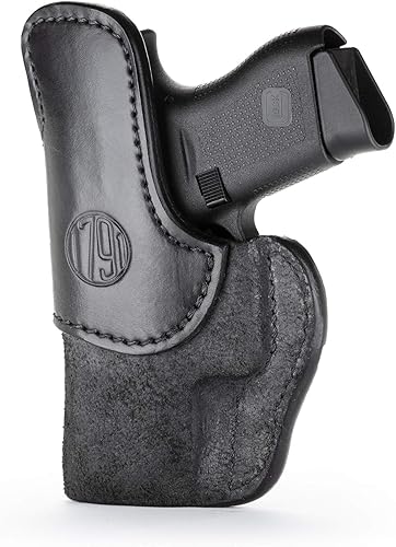 Miniatura 2 de 1791 GUNLEATHER Funda Glock 43  Funda rígida de cuero IWB de alta calidad, para diestros, compatible con Glock 43, 43X, 42, 1911 3" Colt, Kimber &