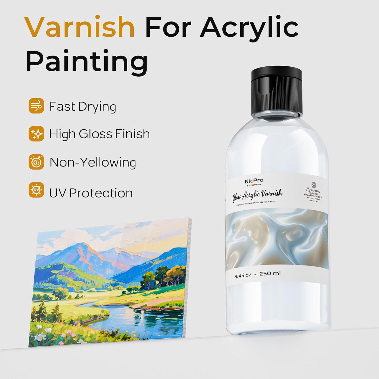 Nicpro 14 Colors Chalk Paint for Furniture and Gloss Varnish for Acrylic Painting
