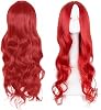 Long Red Wig, Red Wigs for Women, Long Wigs for Women 28 Inch70 cm Charming Curly Full Hair Synthetic Wig for Girls Cosplay Party Daily Use