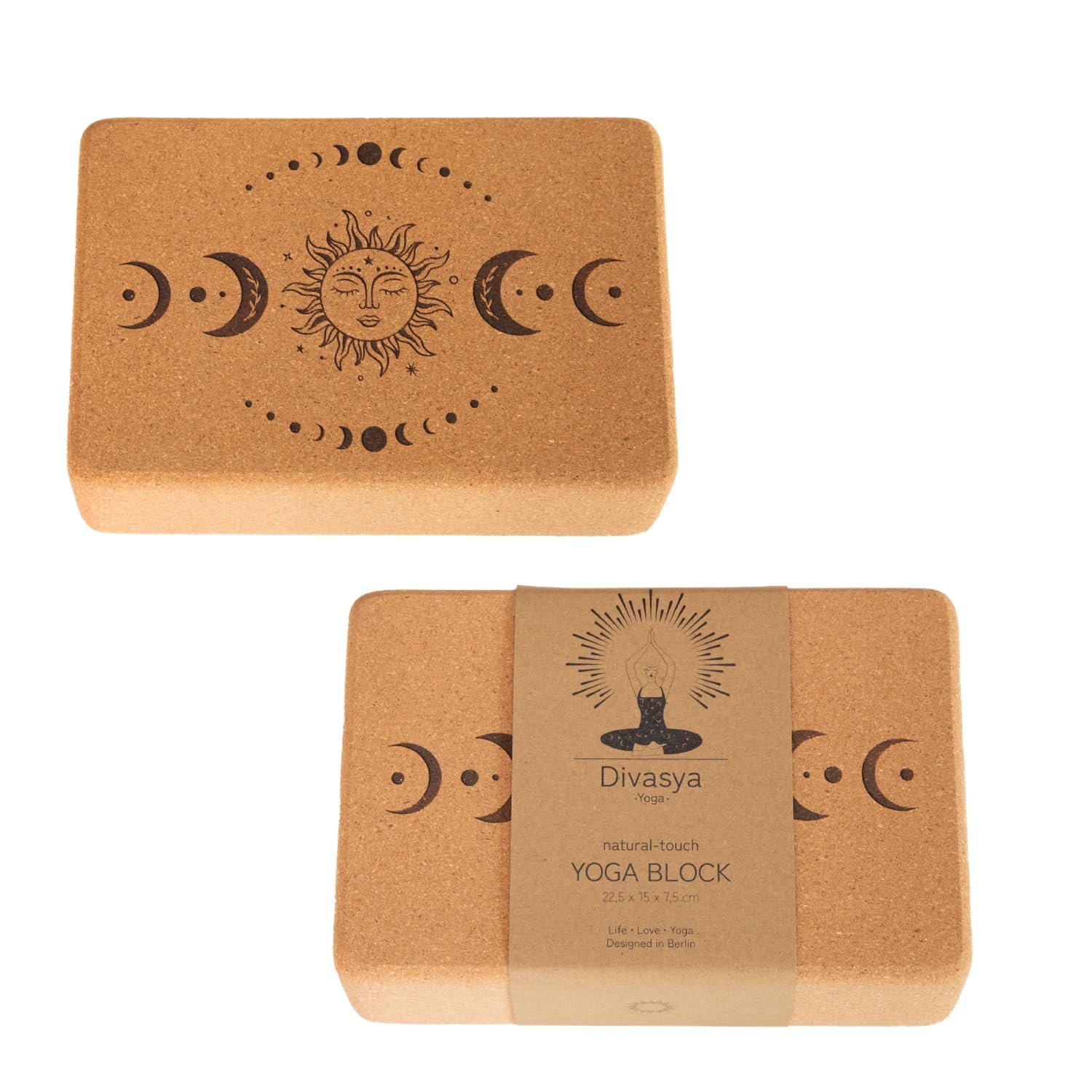 Yoga Blöcke aus Kork | 2er Set | 22,5 x 15 x 7,5 cm | abgerundete Kanten | rutschfest & robust | Yoga Block Kork