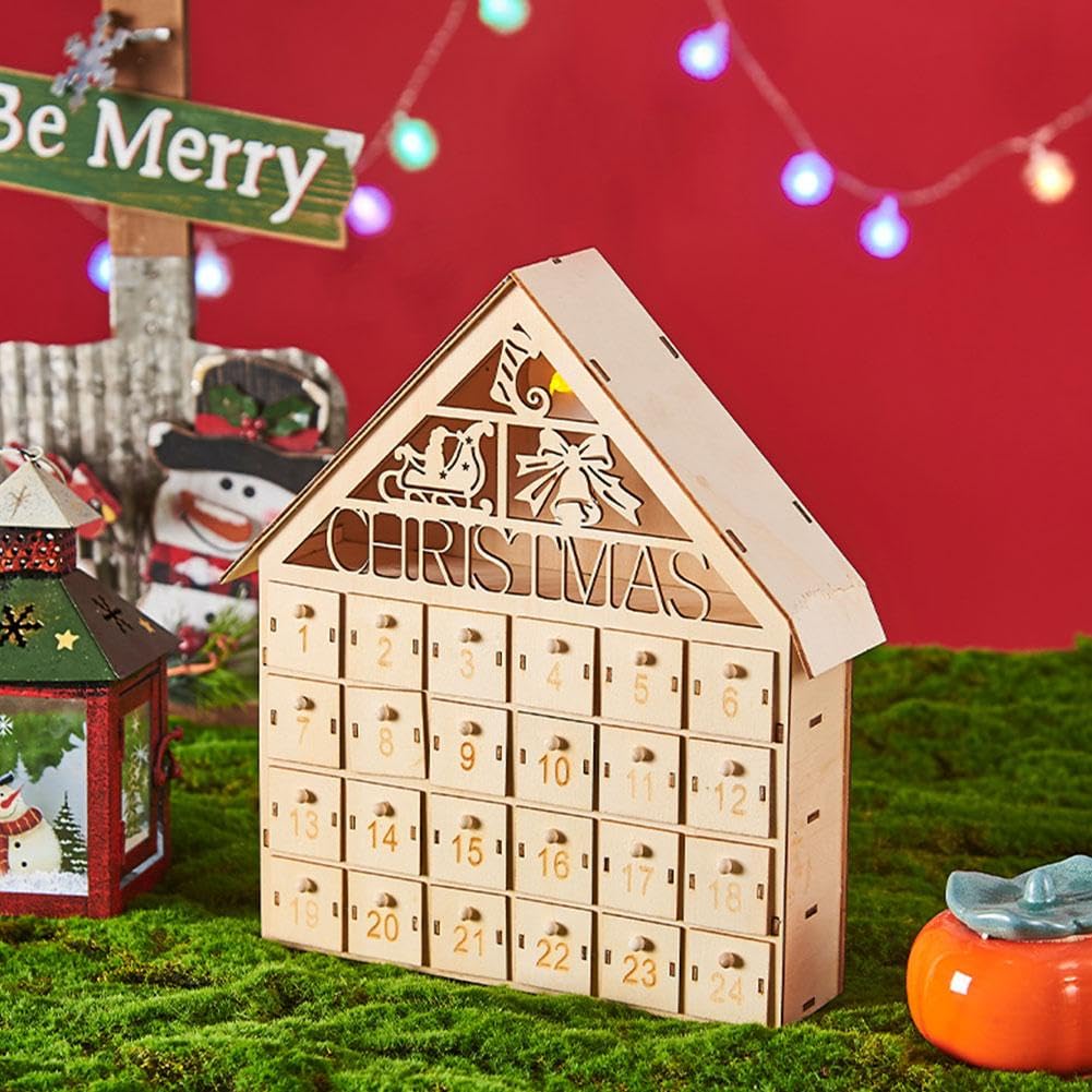 Amazon.co.jp: 木製クリスマスアドベントカレンダー、24日間の