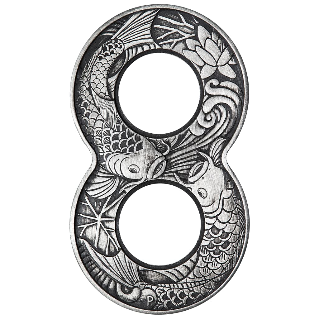 TREASURE WORLD COLLECTIBLES Figure Eigjht KoiFish 2 Oz Silver Coin Australia 2019