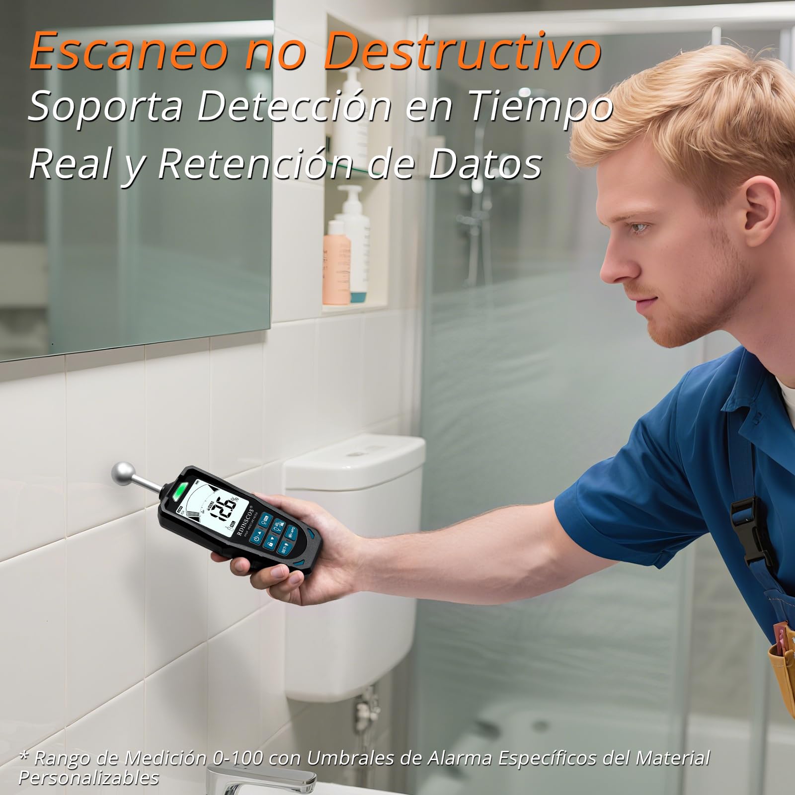RDINSCOS Medidor de Humedad con Pin & sin Pin,Medidor de Humedad Pared con Pantalla LCD y Alarma Audible para Paredes, Madera