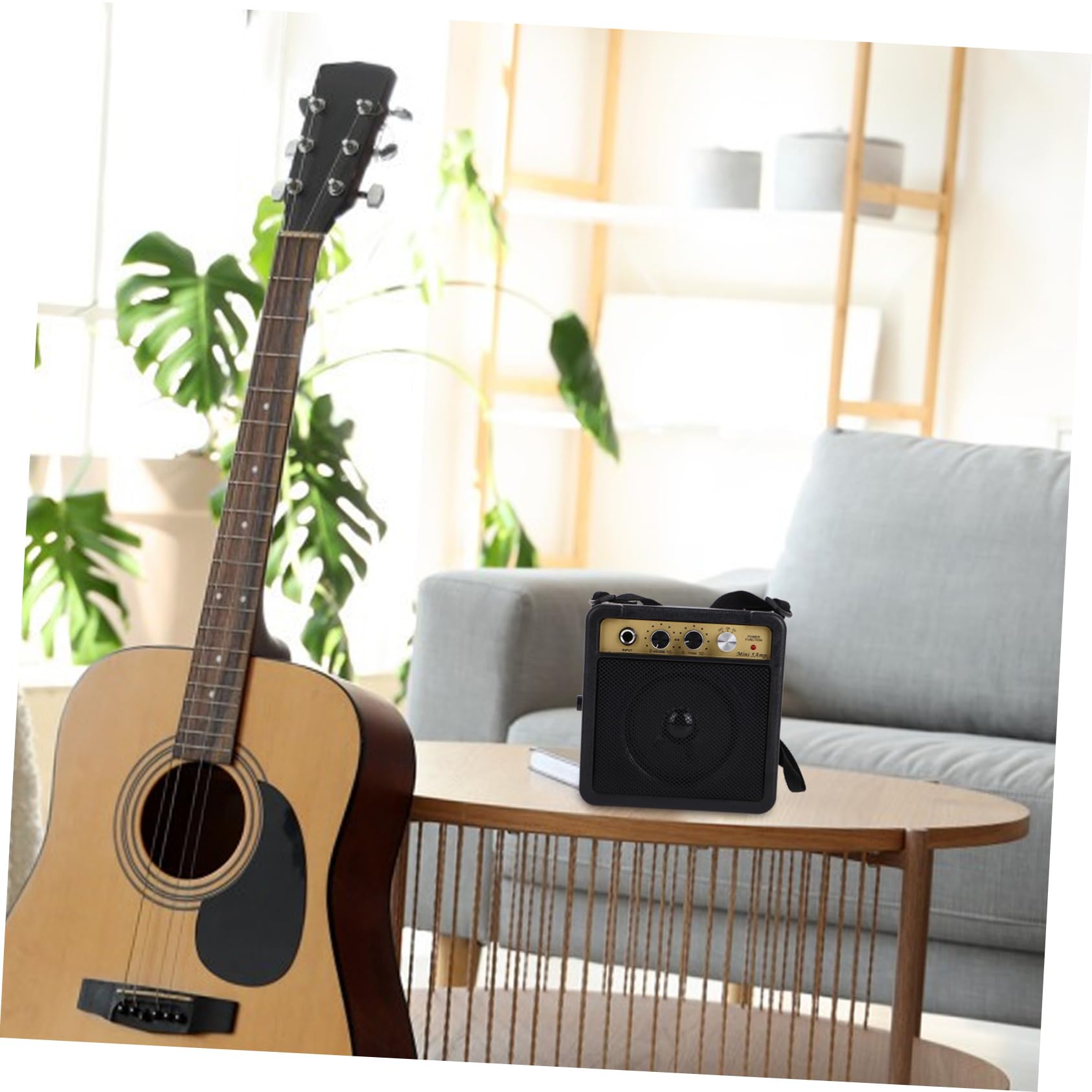 Mini Amplificateur Guitare Électrique 5w, Compact et Portable, Construction Robuste en Plastique et Métal, Effets Sonores Intégrés pour Pratique