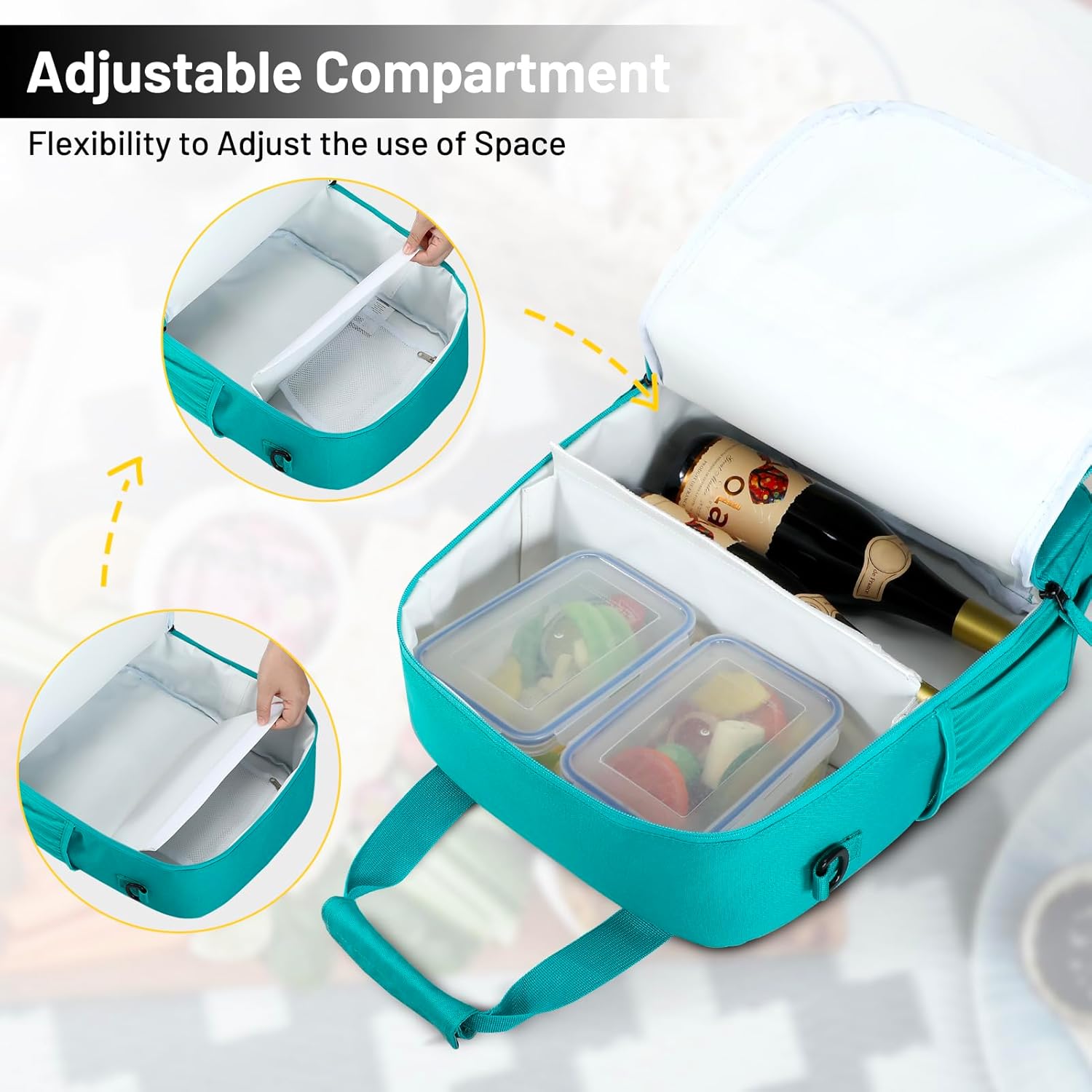 MIER Backpack Cooler 24 Cans Insulated Double Deck Soft Coolers Bag Lightweight Lunch Back Pack Women Men for Beach Travel Work Fishing,Teal - Image 3