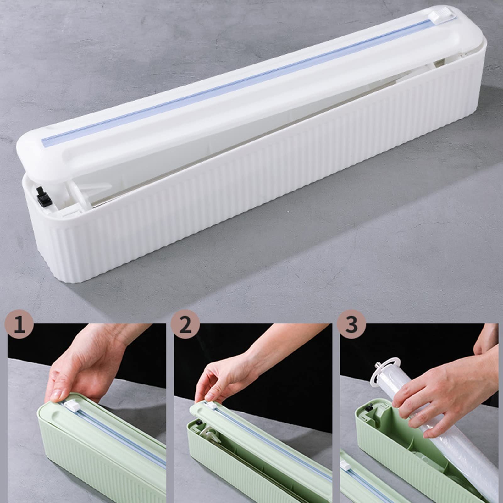 Dispensador de Papel Film Transparente para cajones de Cocina, se Puede Colgar y Cabe fácilmente en el Corte de cajones (Verde Menta) (Verde Menta)