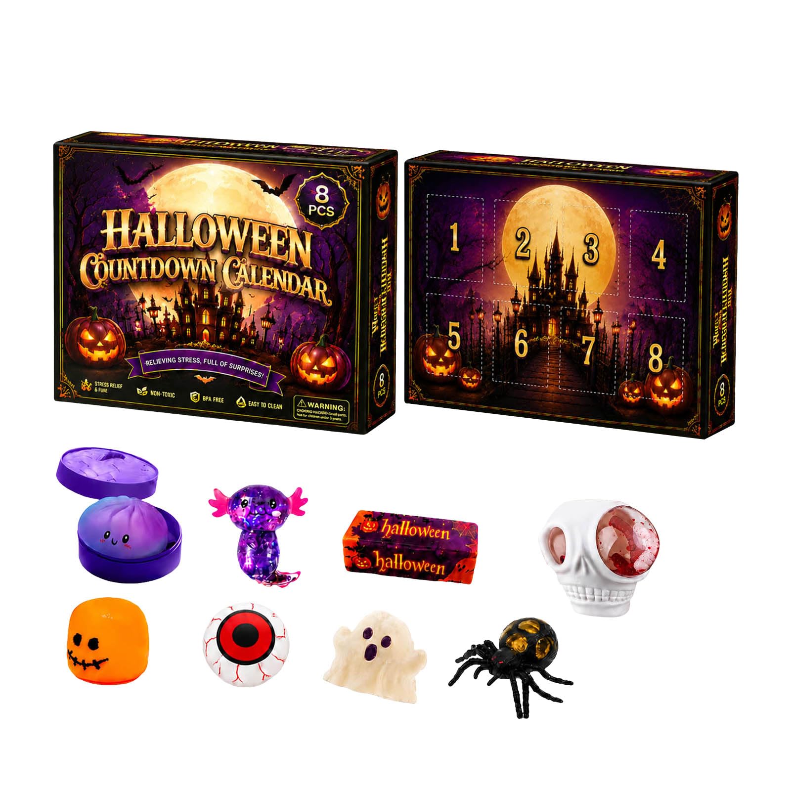 Corlidea Halloween Advent Calendar, 24 Soft Mochi Toys, 24 Days to Count the Days to Halloween, Trick or Treat Gifts