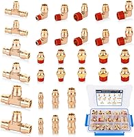 Vista 1 de 32 piezas de accesorios de línea de freno de aire de latón DOT surtido de 1/4" 3/8" 1/2" kit de accesorios de línea de aire de empuje para conectar