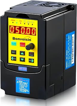 Bonvoisin 2.2KW/3HP VFD Variable Frequency Drive 10A 220V Single/Three Phase Input to 3 Phase 0-400 Hz Output for AC Motor Speed Control