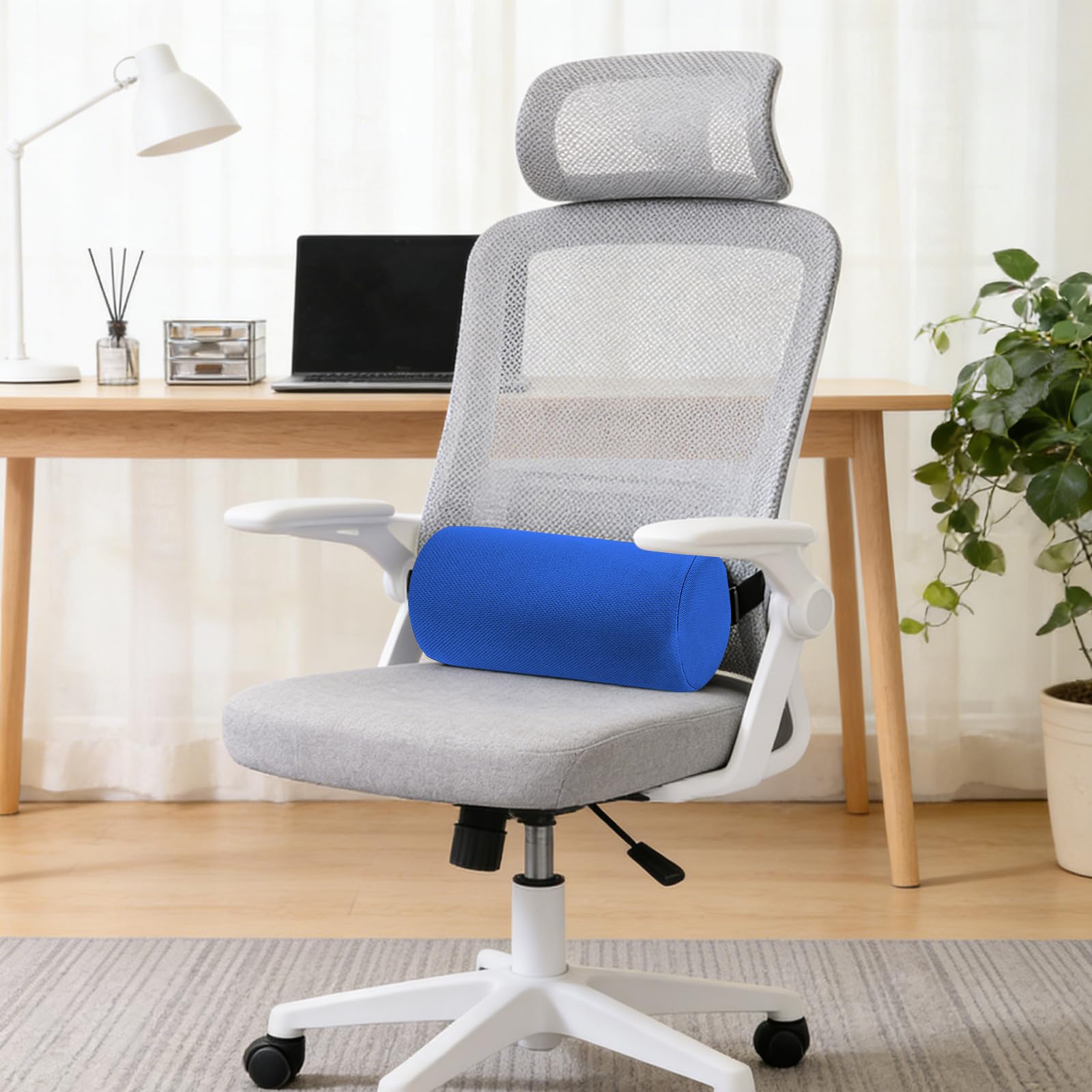 Cuscino lombare, 28 x 12 cm, in memory foam, ergonomico, per sedia da ufficio e auto | Memory Foam, 28 x 12 cm, ergonomico, traspirante, rimovibile e lavabile, con cinghia, per ufficio, auto e divano