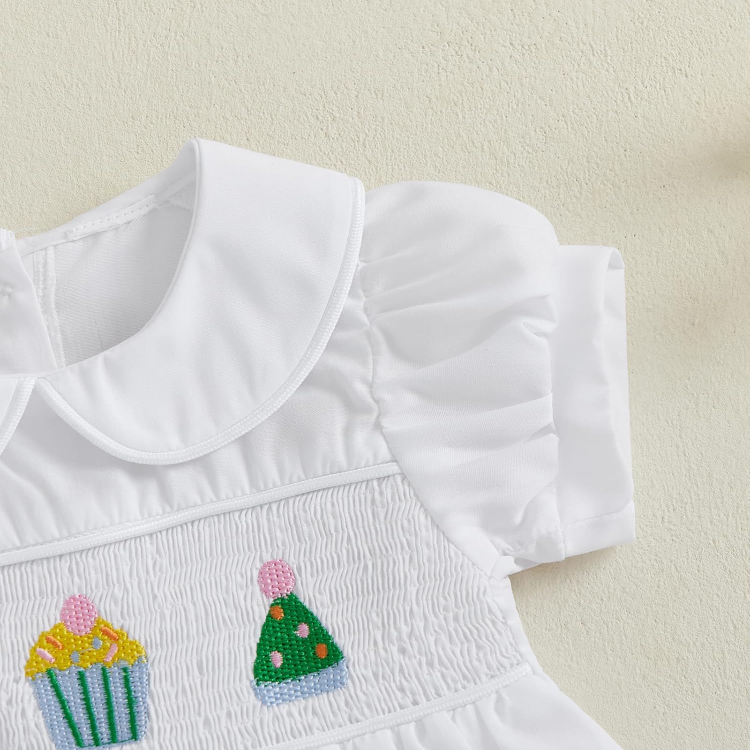 Toddler Baby Girl Dresses Birthday Outfit Cake Embroidery Puff Sleeve Smocked A-Line Princess Party Dress - Image 5