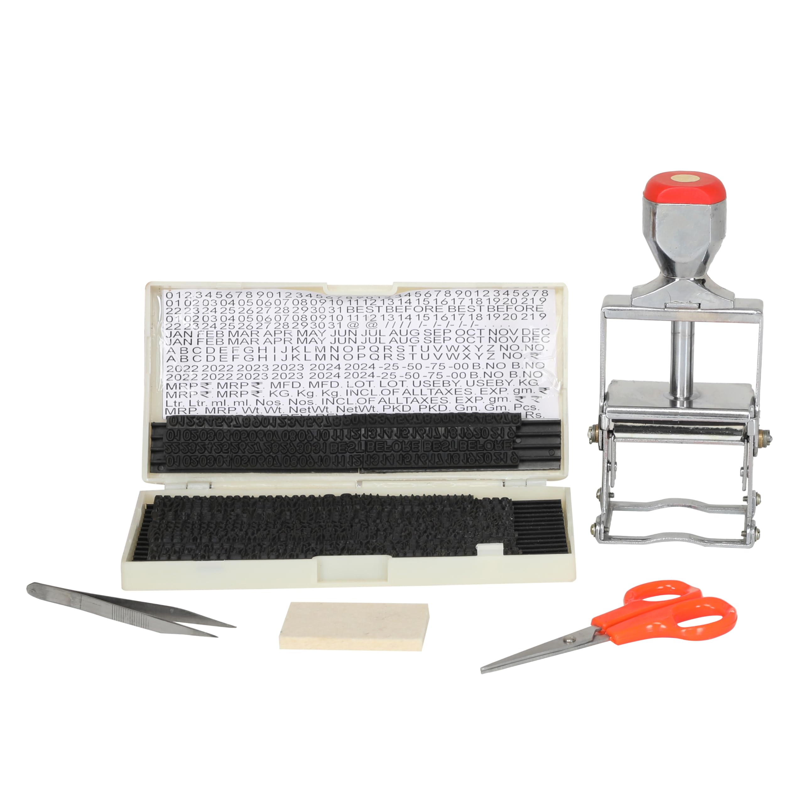 SMART PACK Hand Batch Coding Machine for Batch No. MFG. MRP. EXP. Date Coding | Handheld Printing Machine on Plastic, Paper Pouches, Cartoon Boxes and Kraft Papers | Size 2 MM 4