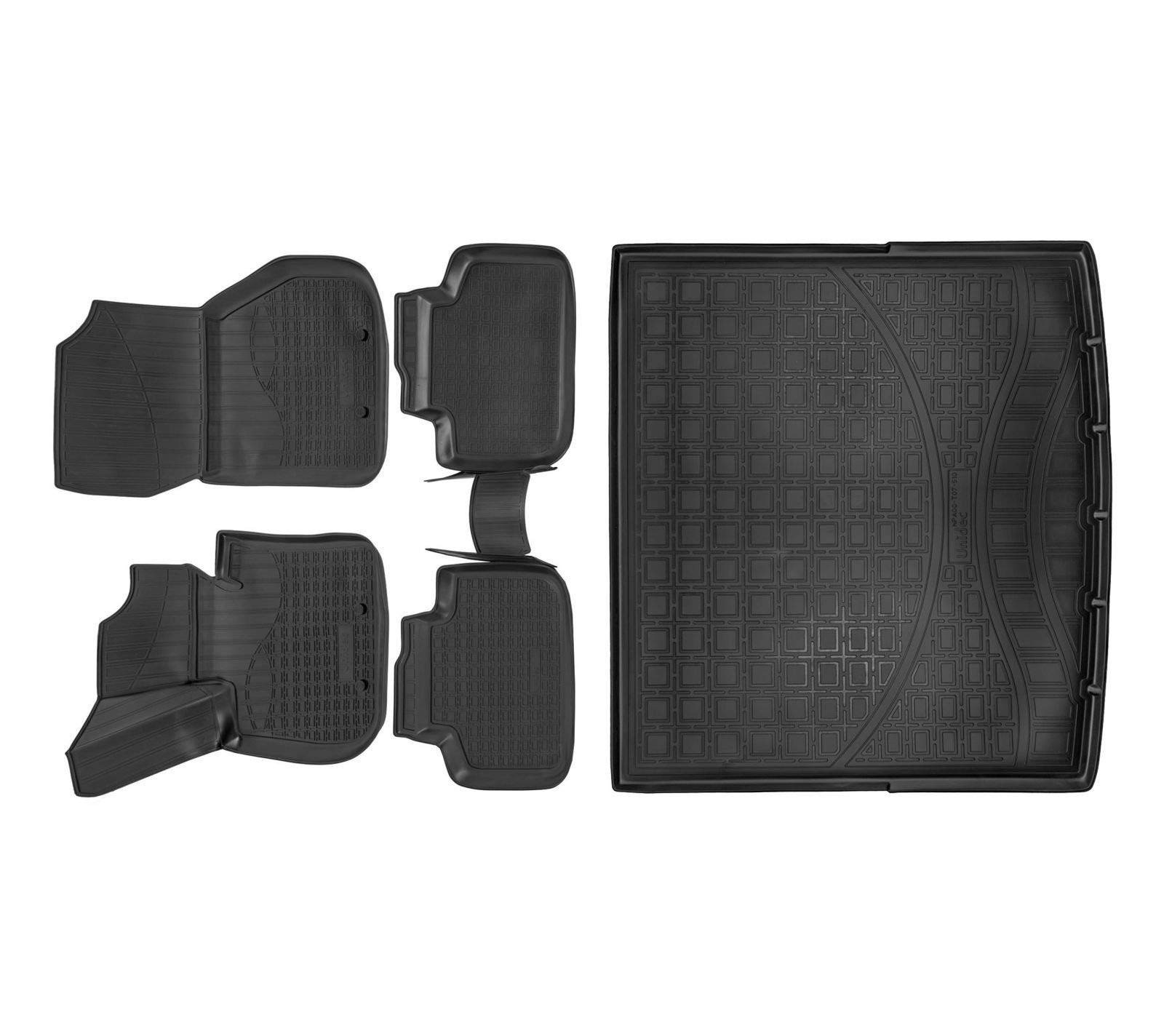 J&J AUTOMOTIVE | Allwetter TPE Gummimatten + Kofferraumwanne Set Für X1 F48 3D ab 2015, Antirutsch, Passgenau, Rand 2-4cm, Schwarz