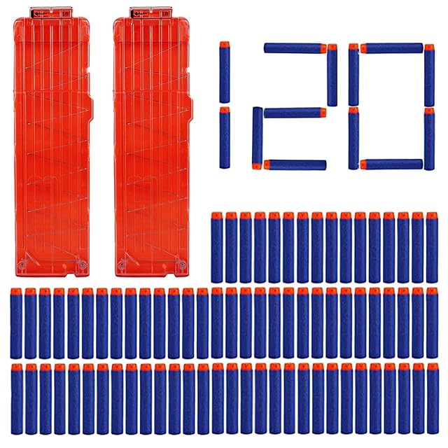 2 Piezas Soft Bullet Pistola Accesorios Compatibles 18 Clip Magazine Quick Recarga Clip con 120 Unidades 7.2…