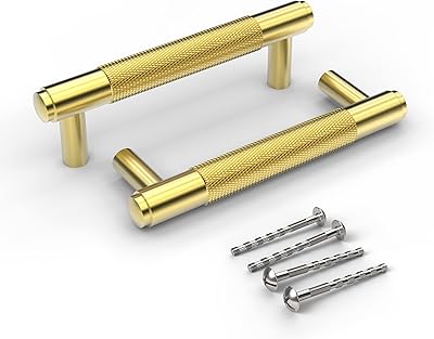 Pack of 10 Brushed Gold Handles for Cabinets and Drawers, 6-1/4 inch ...