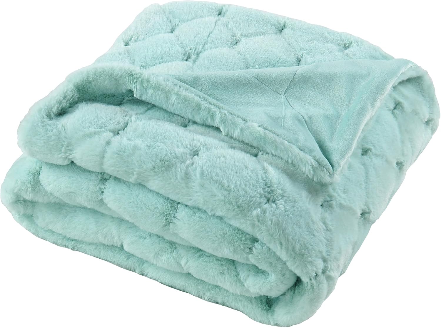 HESTIN Football Jacquard Plush Throw Blanket 50x60 Inches - Ultra Soft Luxury, Breathable & Warm Comfort for Bed, Couch, Sofa, Outdoor, Gift Ideas,Bleached Aqua