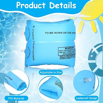 HANABASS Swimming Ring Wing Float Inflatable Hand Flippers for Swimming Flotation Buoy Armband Plugs Lap Tube Pool Fins Handles Waterslide Swimming Accessory Swim Equipment Blue