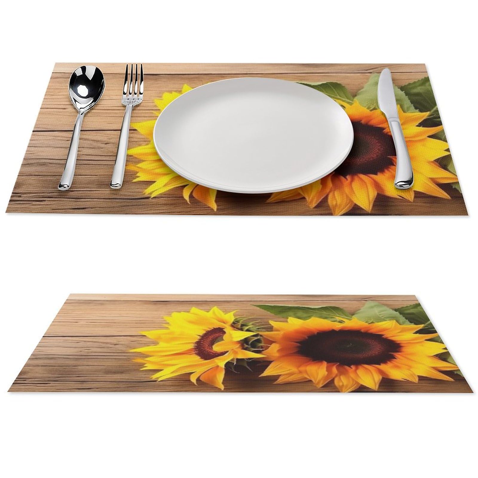 Set de table en bois PVC x4 résistant à la chaleur antidérapant pour salle à manger 30x45 cm