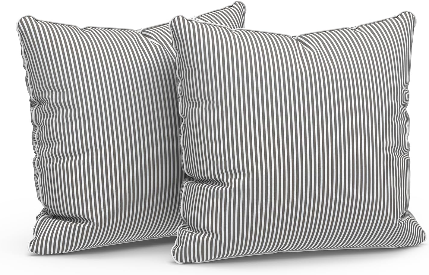 Outdoor/indoor throw pillows 16x16 set of 2, grey stripe