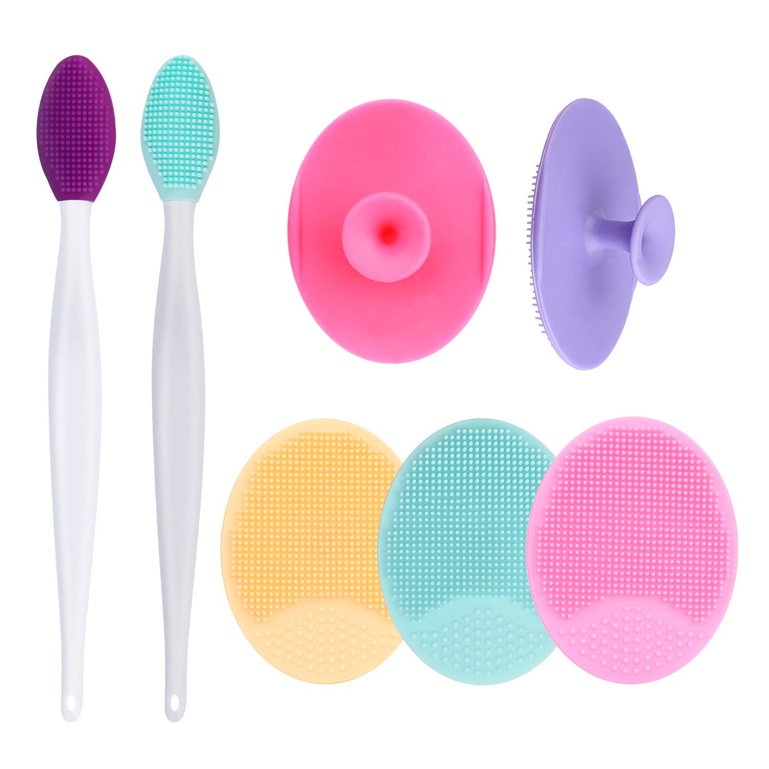 Silicone Face Cleansing Brush, 4Pcs Silicone Face Scrubber and 2Pcs Lip Exfoliating Brush for Sensitive Delicate Dry Skin Mini Exfoliator, Set of 6 : Beauty & Personal Care