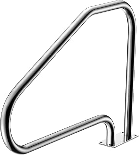 DORTALA 4-Bend Swimming Pool Hand Rail, 49" Stainless Steel Pool Stair Rail, Comfortable Grab Feeling, Deck Mounted Handrail, Reinforced Structure, Polished Surface, for Pool Steps, Indoors Outdoors