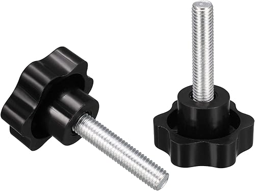 Miniatura 7 de uxcell Pomo de tornillo de sujeción, 1.496 in de diámetro con forma hexagonal de ciruela, perilla de estrella M8 x 1.181 in, rosca macho, 4 unidades