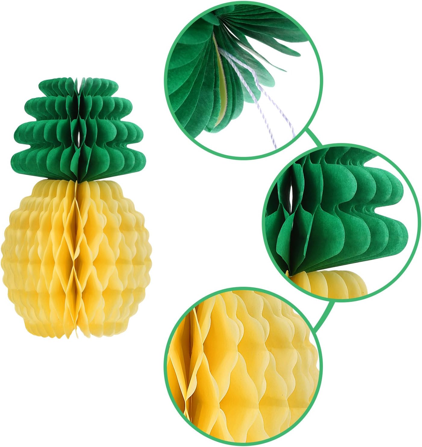 WILLBOND 12 Pack Pineapple Honeycomb Centerpieces Tissue Paper Pineapple 8 Inch Party Supplies Table Hanging Decoration Hawaiian Luau Party Birthday Wedding Home Favor (8 Inch, 12 Packs)