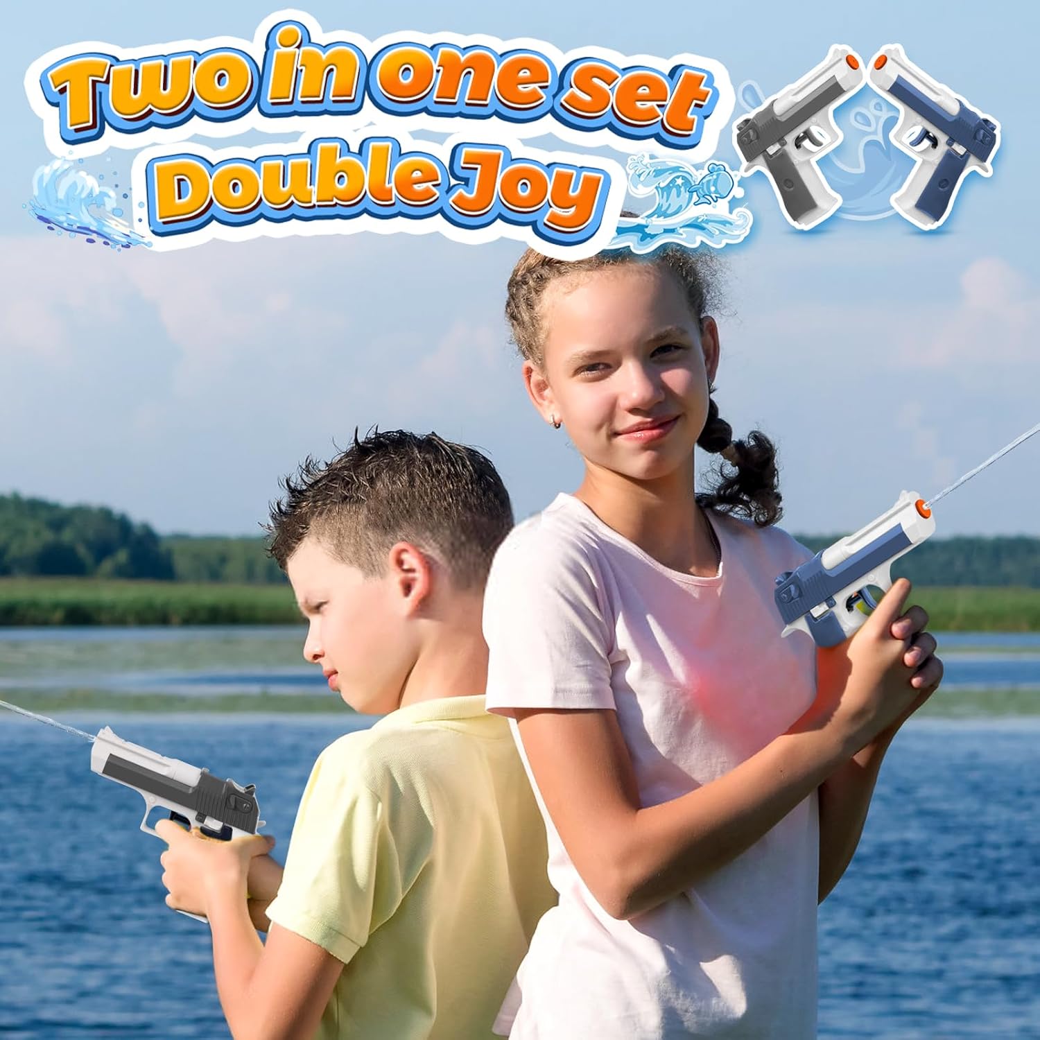 2 Pack Water Guns for Kids - Squirt Gun Water Blaster Soaker Water Pistol Toys for Toddlers Child Boys Girls, Ideal Summer Gifts for Swimming Pool Beach Party Outdoor Shooting Game Water Fighting Toy