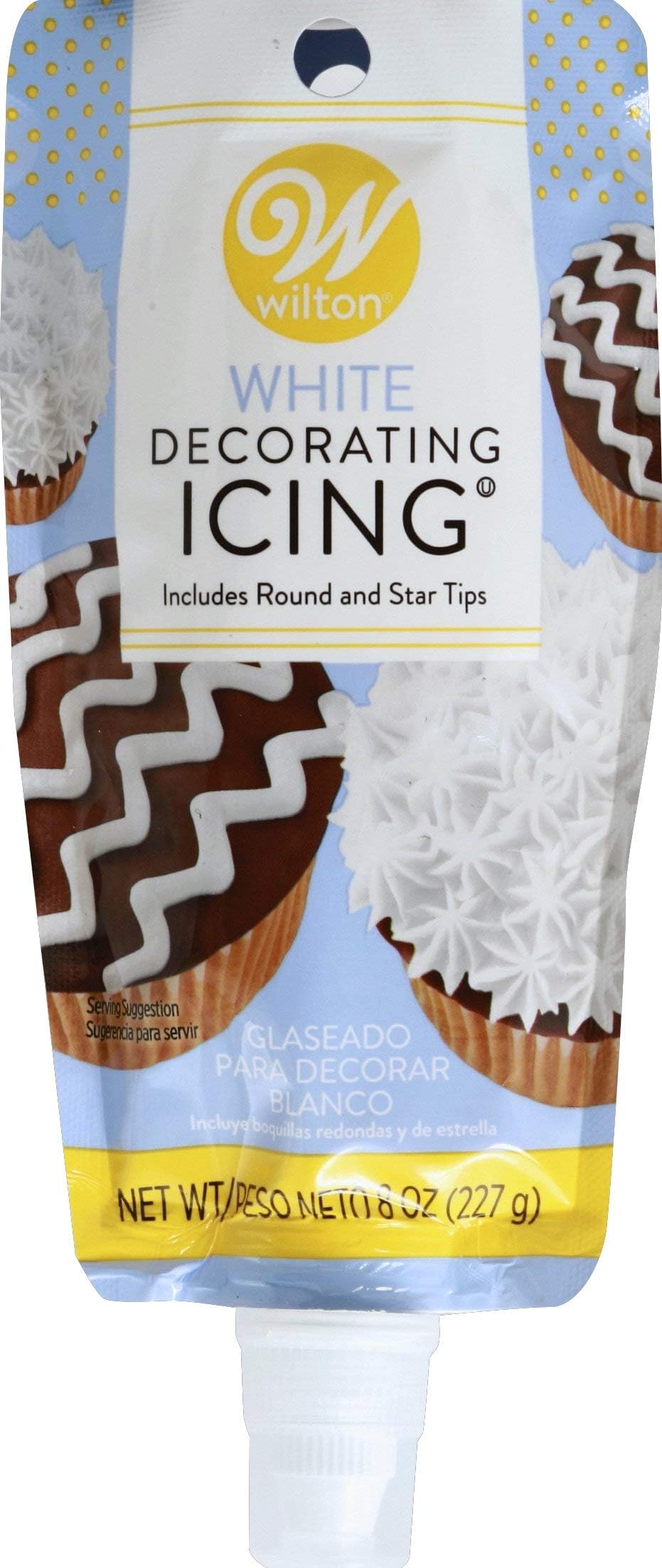 Wilton 704-4749 White Decorating Icing 8 Ounce, with Plastic Tips