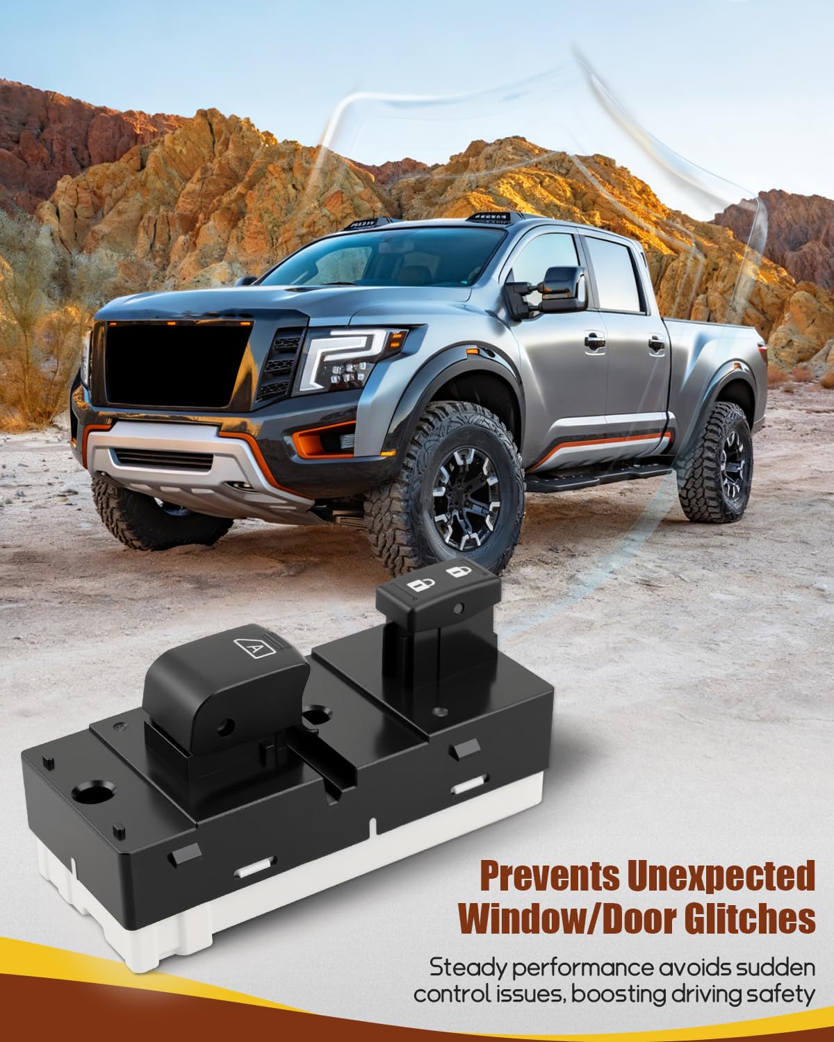 Power Window Switch Fit for Infiniti QX56 2004-2007 Fit for Nissan Armada 2006-2008 Fit for Nissan Titan at 2007-2014 Fit for Nissan Titan Flex at 2010 2013-2015 Replace 254117S200, 16Pins