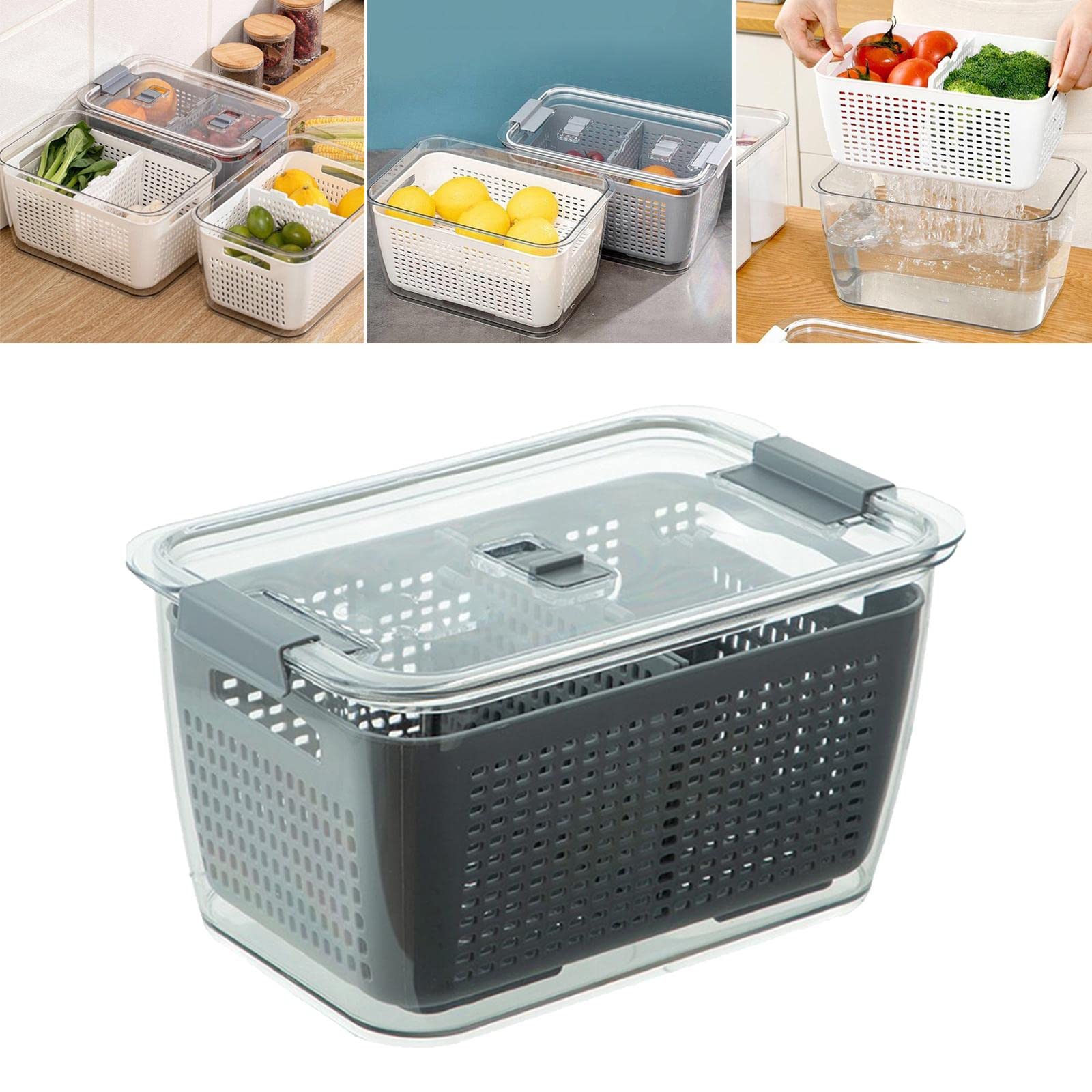 Caja De Plástico Heldig Para Almacenar Alimentos Frutas Y Congelados Rectangular Con Drenaje