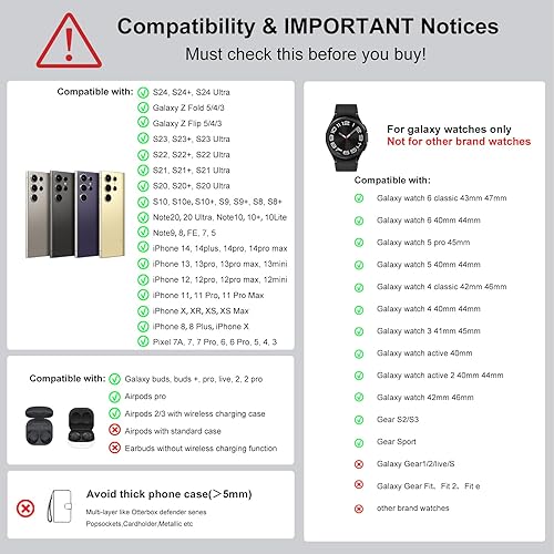 Miniatura 2 de Cargador inalámbrico para Samsung, estación de carga para Samsung Galaxy S24 UltraS24+S24S23 UltraS23+S23S22Note 20Z Flip 5Fold 5, para Galaxy Watch