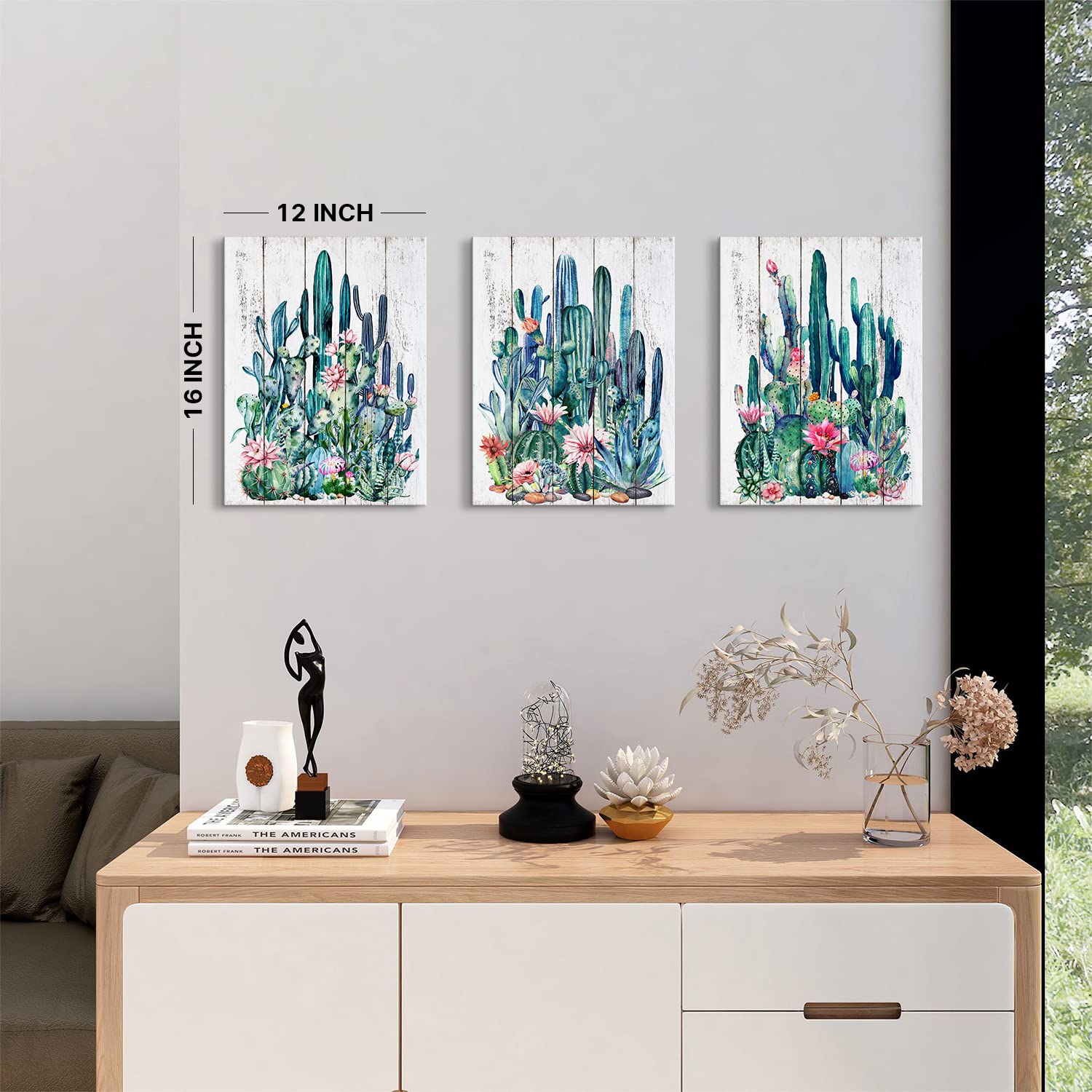 Immagini decorative moderne in stile boho di piante estetiche, paesaggio naturale della spiaggia, arte astratta, set di poster bohémien, senza cornice (50 x 70 cm, 3 unità, poster 05