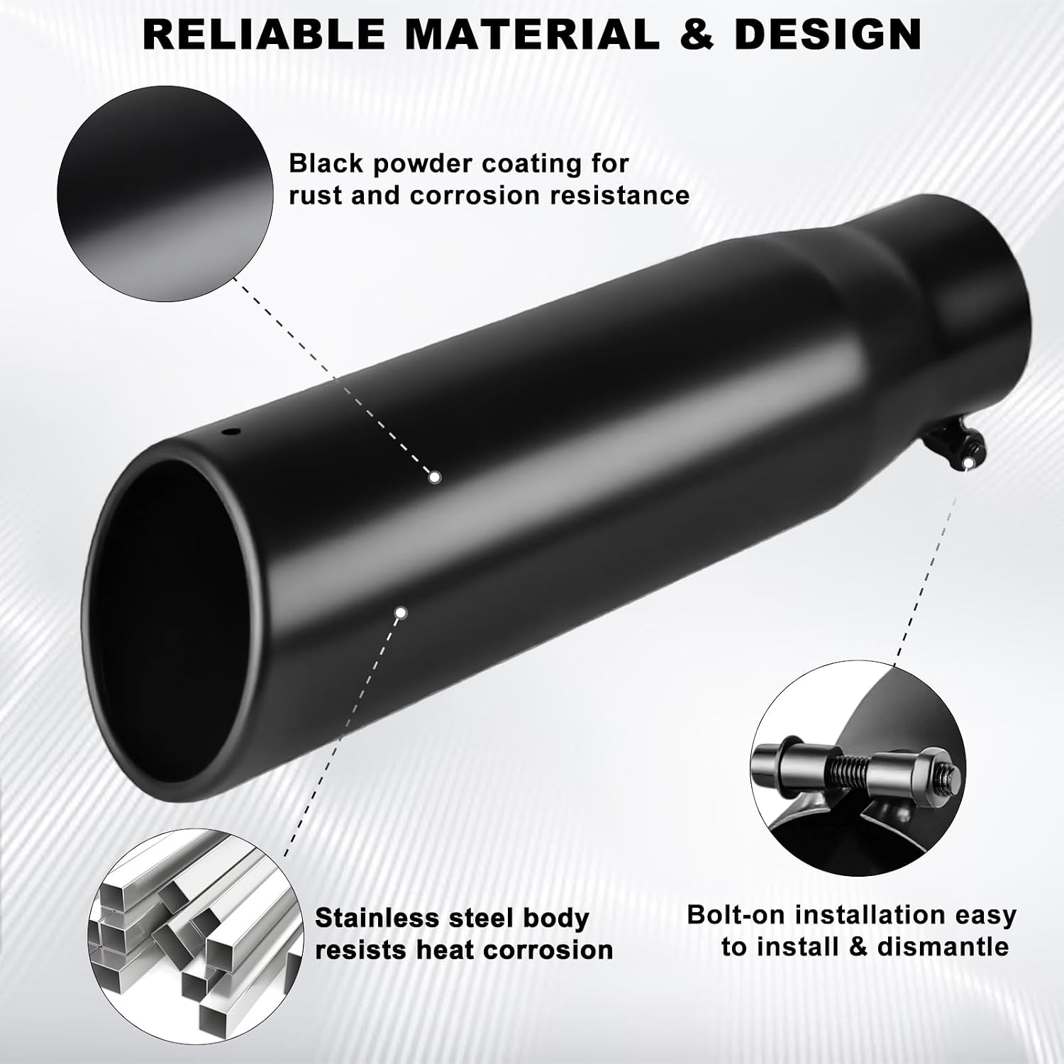Mupera Universal 2.75 Inch Inlet Exhaust Tip, 3.5" Outlet, 12"