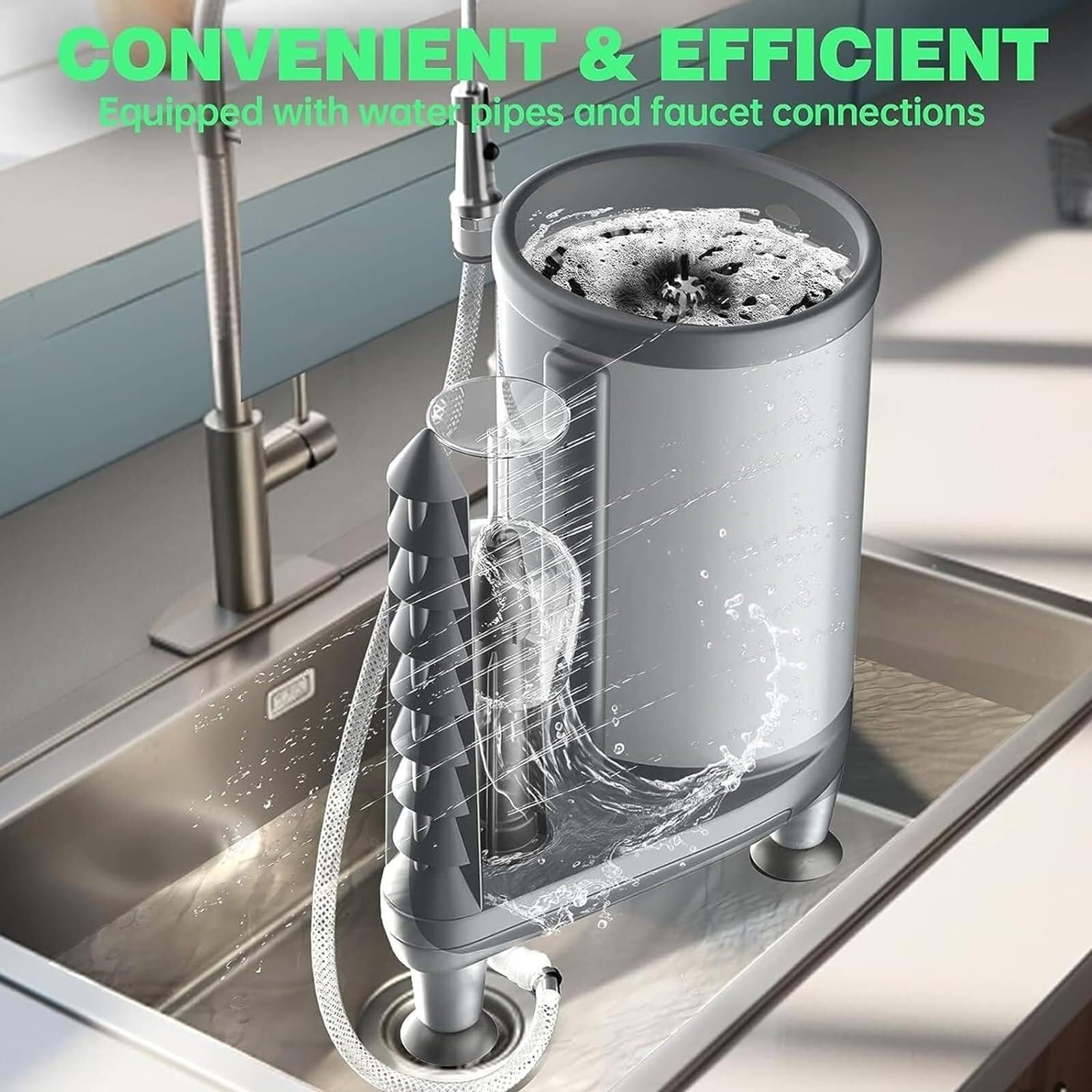 Lavabicchieri ad alta pressione, lavabicchieri non elettrica con spazzola di pulizia a 360°, lavabicchieri professionale, flusso d'acqua sia all'interno che all'esterno, per ristoranti, bar
